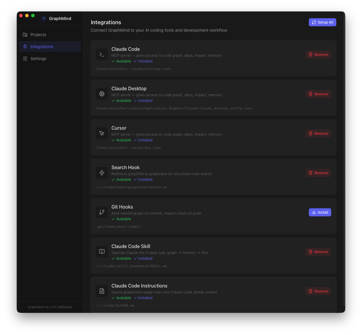 GraphMind desktop app — Integrations